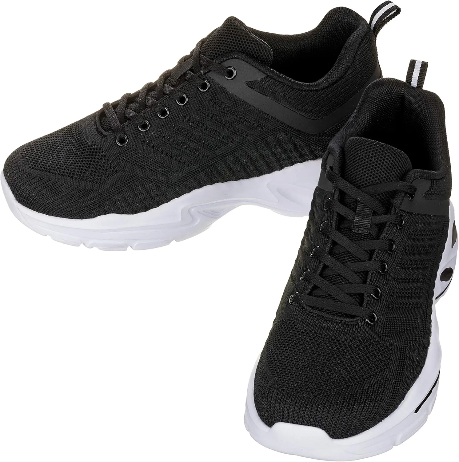 CALTO Men's Invisible Height Increasing Elevator Shoes - Black/White Super Lightweight Sporty Sneakers - 2.6 Inches Taller - Q330 - Size 9.5 D(M) US