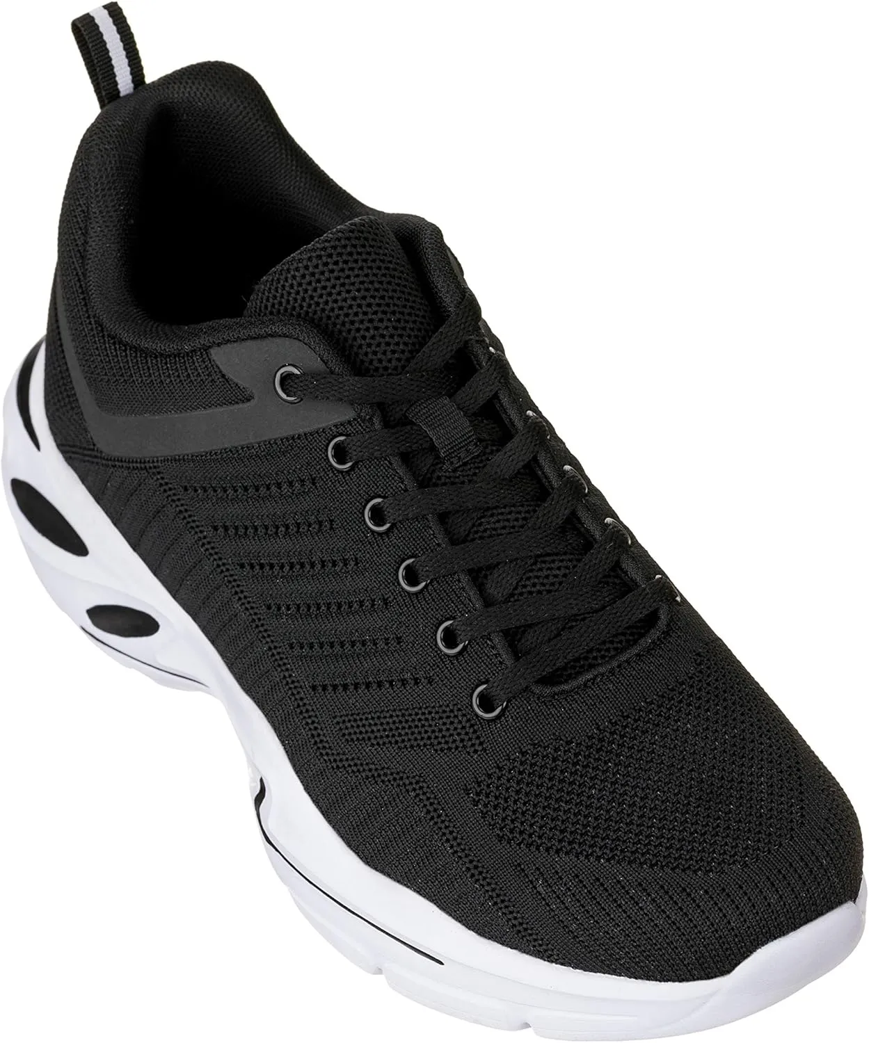 CALTO Men's Invisible Height Increasing Elevator Shoes - Black/White Super Lightweight Sporty Sneakers - 2.6 Inches Taller - Q330 - Size 9.5 D(M) US