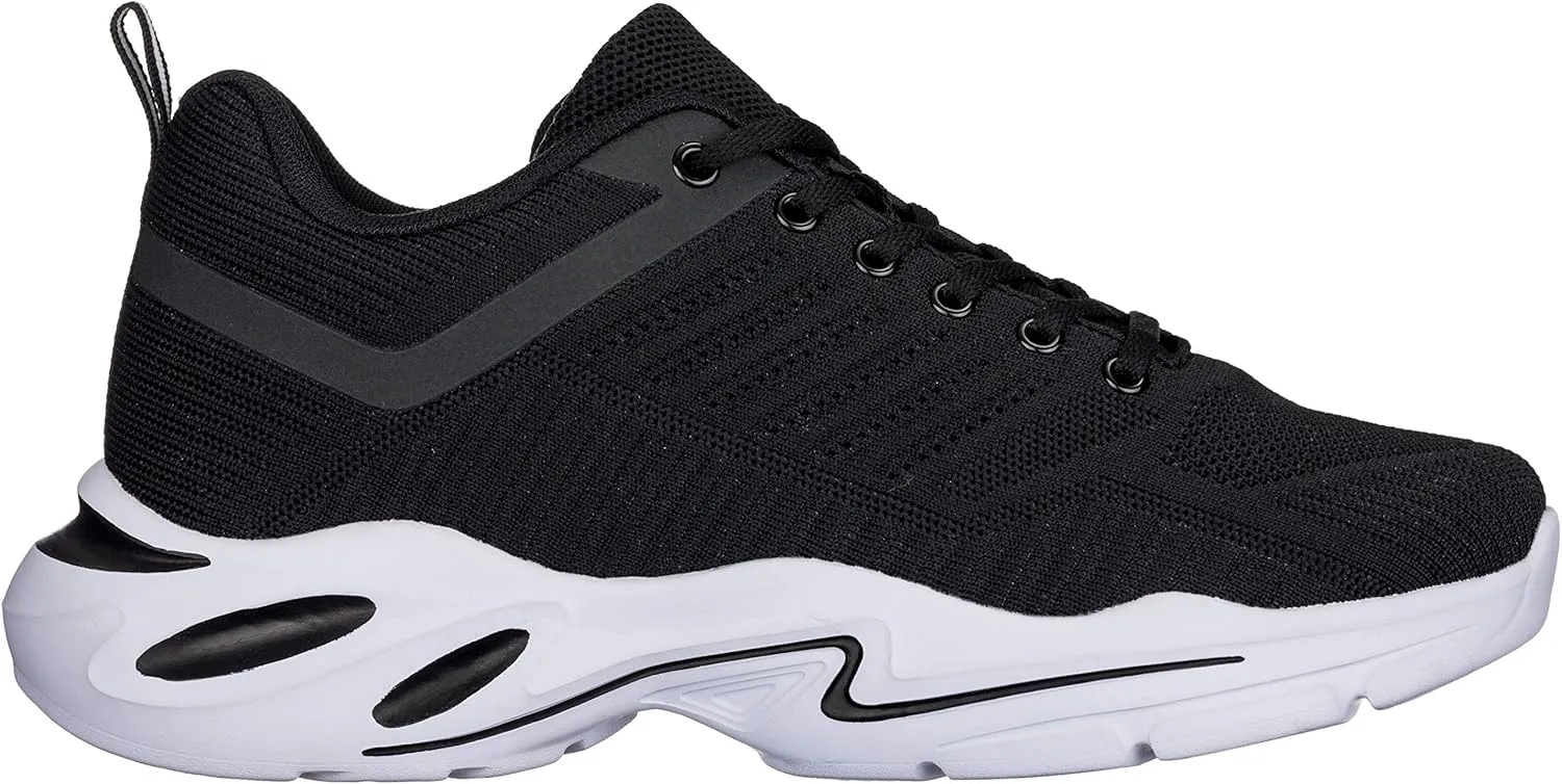 CALTO Men's Invisible Height Increasing Elevator Shoes - Black/White Super Lightweight Sporty Sneakers - 2.6 Inches Taller - Q330 - Size 9.5 D(M) US