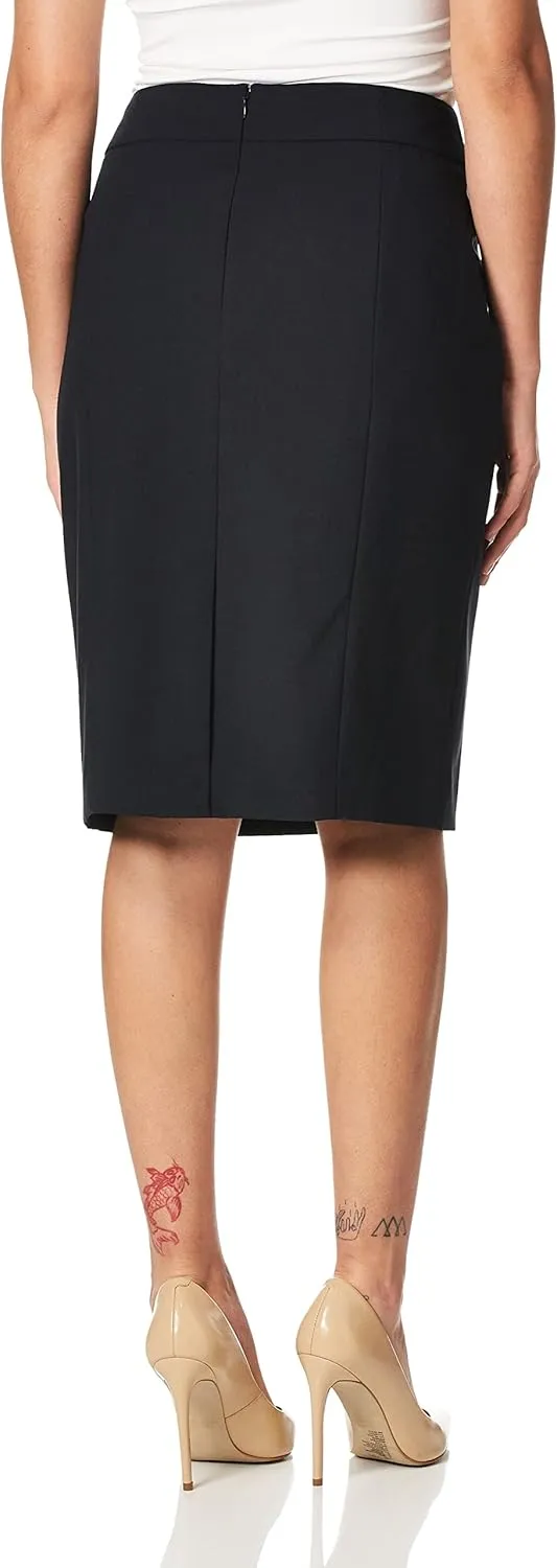 Calvin Klein Women's Classic Fit Straight Lux Suit Skirt (Regular and Plus Size)