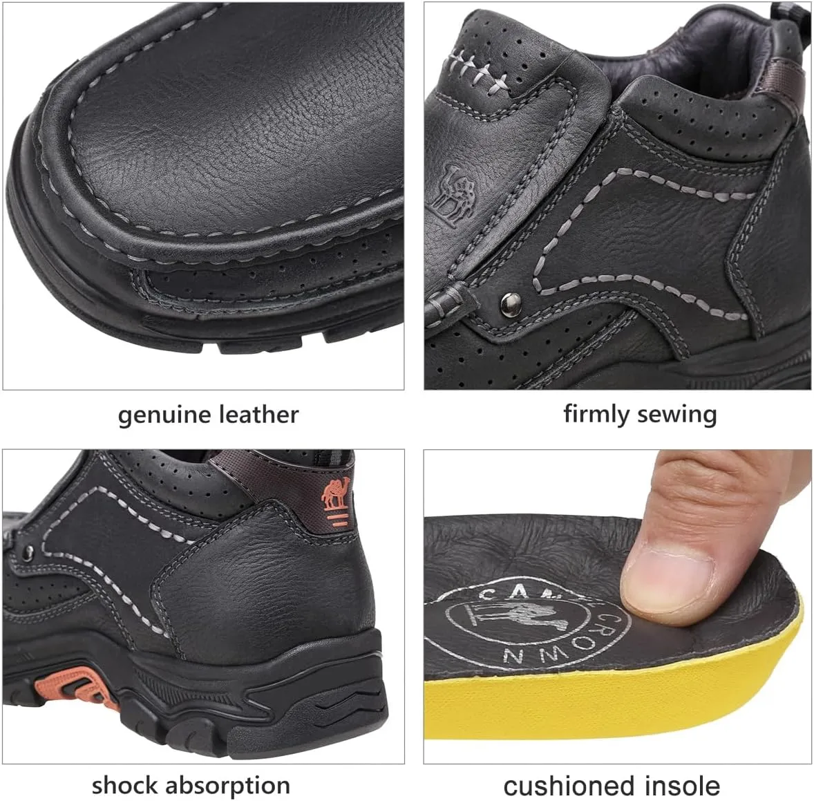 CAMEL CROWN Mens Slip On Loafer Mid-top Leather Casual Walking Shoes Comfortable for Work Office Dress Outdoor