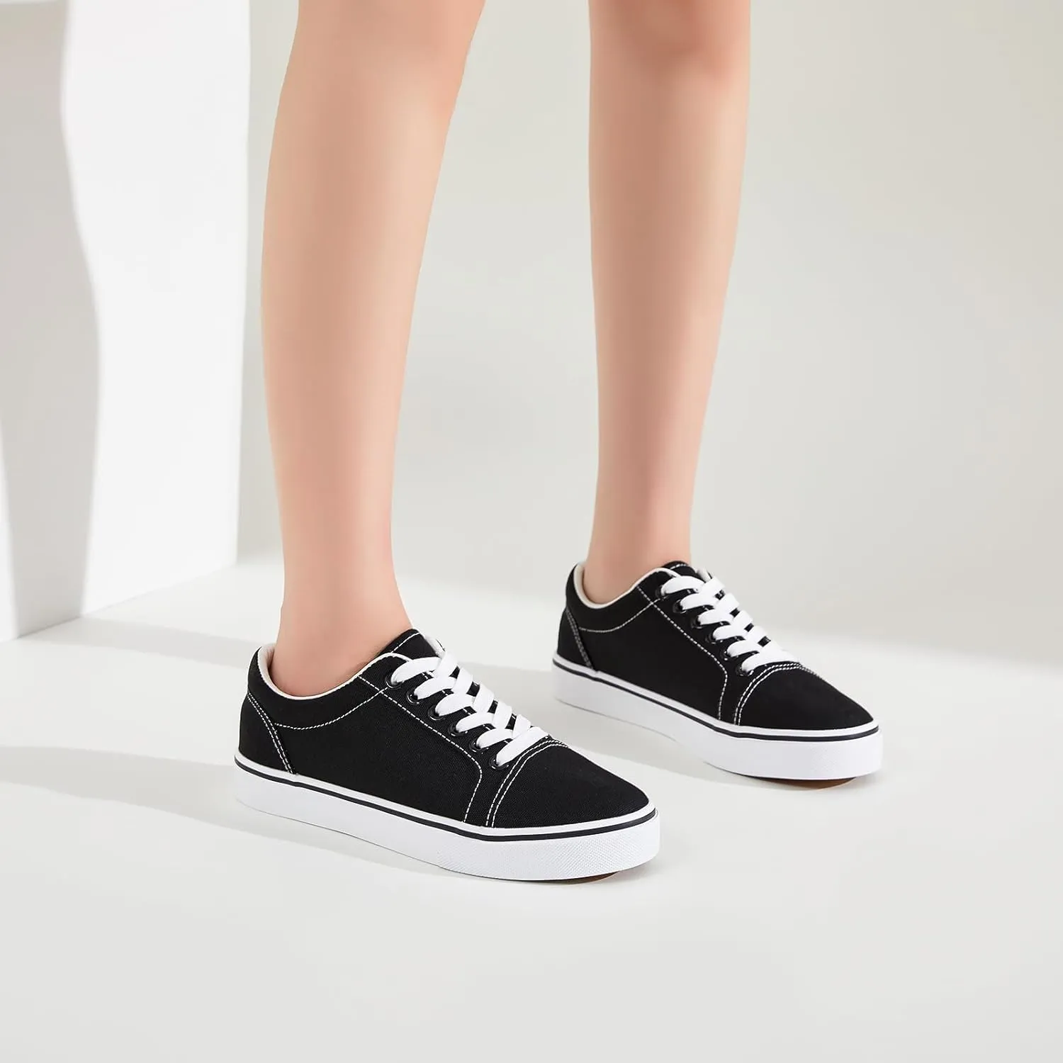 Canvas Shoes for Women White Canvas Sneakers Womens Casual Shoes Low Top Black Sneakers Comfortable Tennis Shoes