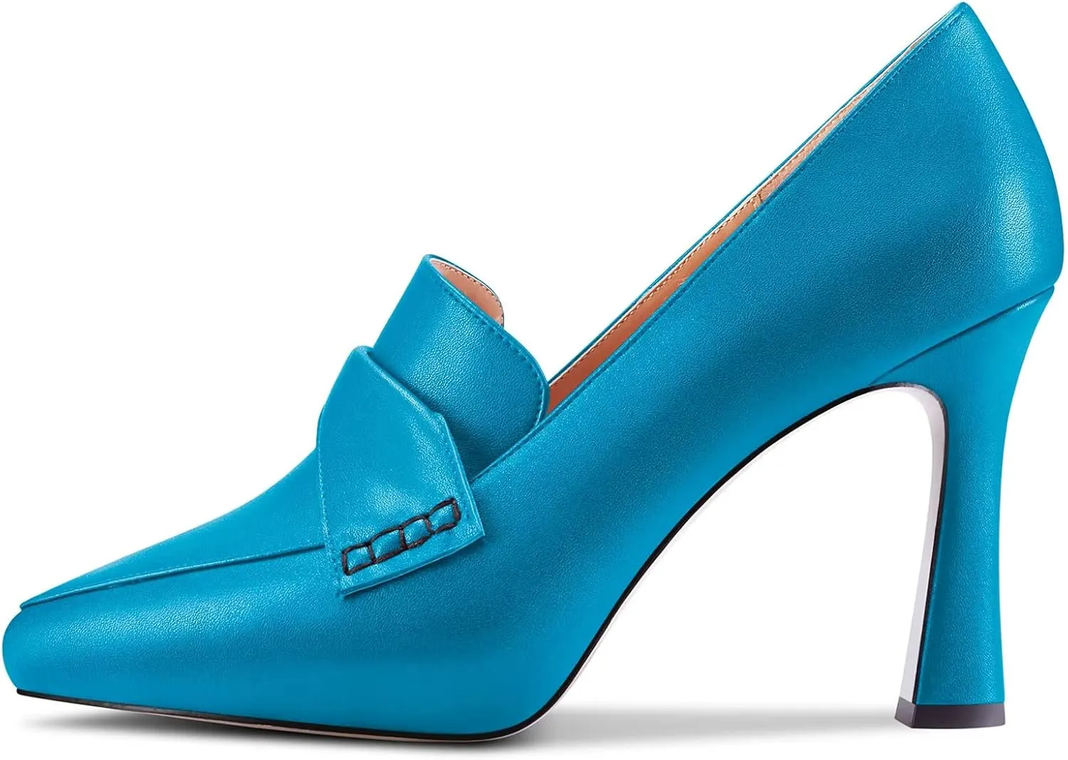Castamere Women High Stiletto Platform Heel Pointed Toe Loafers Slip-on Pumps Work Business Office Dress 3.9 Inches Heels