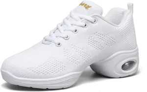 CERYTHRINA Women's Dance Shoes Lace-up Jazz Shoes Breathable Mesh Sneakers Air Cushion Athletic Walking Shoes