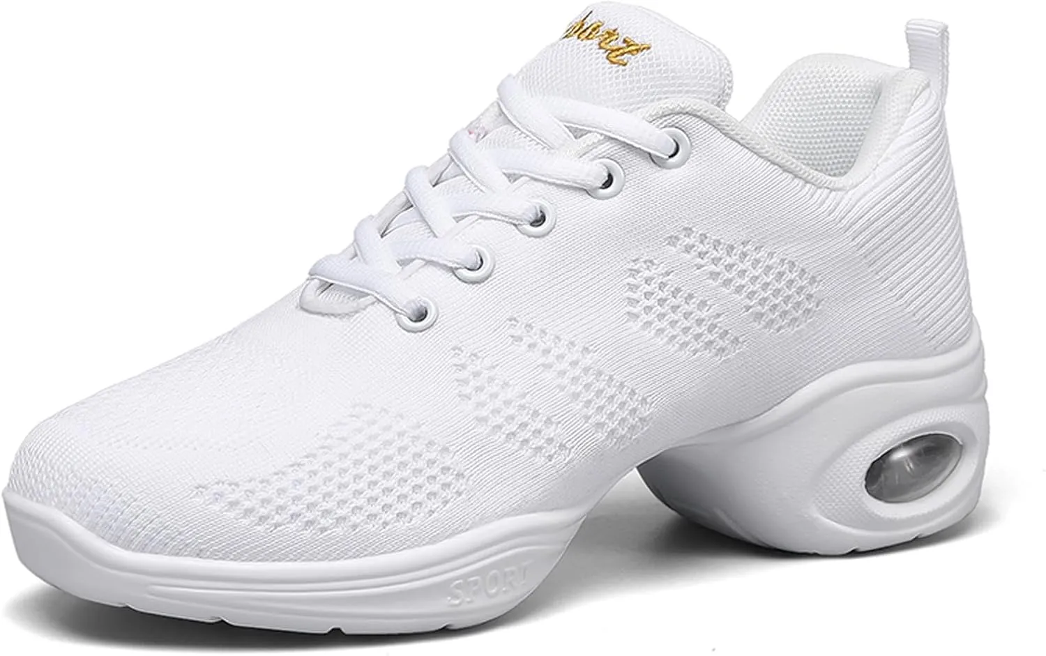 CERYTHRINA Women's Dance Shoes Lace-up Jazz Shoes Breathable Mesh Sneakers Air Cushion Athletic Walking Shoes