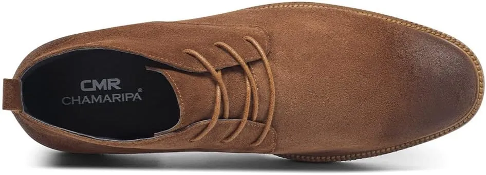 CHAMARIPA Men's Invisible Height Increasing Shoes - Leather Elevator Chelsea Shoes for Man,2-3 inches Taller.