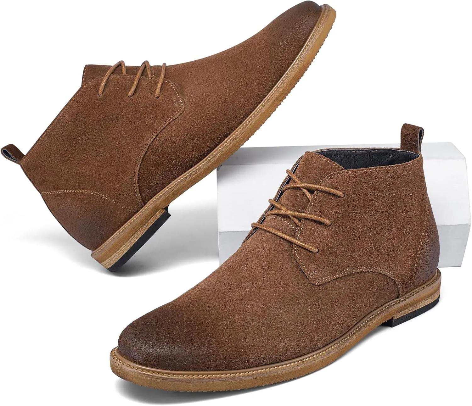 CHAMARIPA Men's Invisible Height Increasing Shoes - Leather Elevator Chelsea Shoes for Man,2-3 inches Taller.