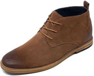 CHAMARIPA Men's Invisible Height Increasing Shoes - Leather Elevator Chelsea Shoes for Man,2-3 inches Taller.