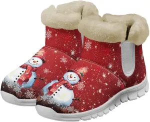 Christmas Winter Snow Boots for Women Men Cold Weather Snow Booties Pull On Fuzzy Slippers Shoes