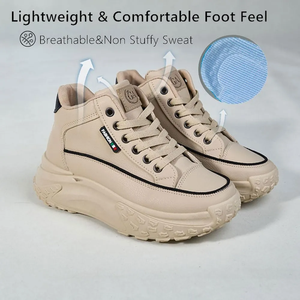 Chunky Sneakers for Women,Platform White Mesh Dad Walking Shoes,Comfortable Breathable Casual Fashion Running Shoes
