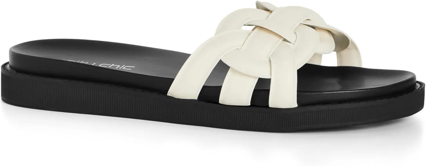 City Chic Women's Wide Fit Slide Sandals - Star Weave