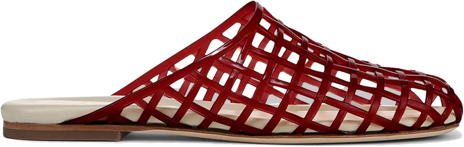 Clear Jelly Shoes for Women Slip on Jelly Mesh Slides Sandals Comfortable Closed Toe Jelly Flats Sandals Jelly Summer Beach Sandals.