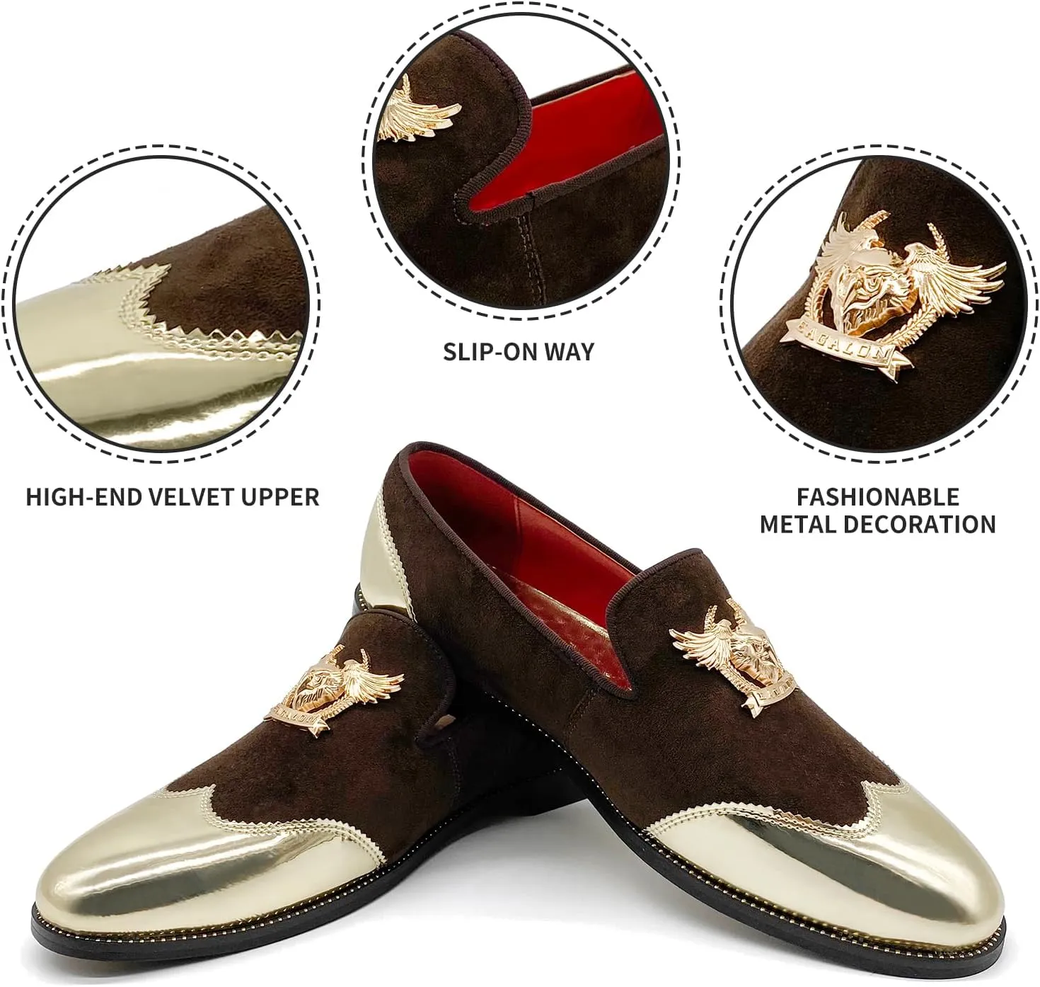 CMM Men's Glitter Loafers Shiny Slip On Dress Shoes Luxury Sparkling Studded Loafers
