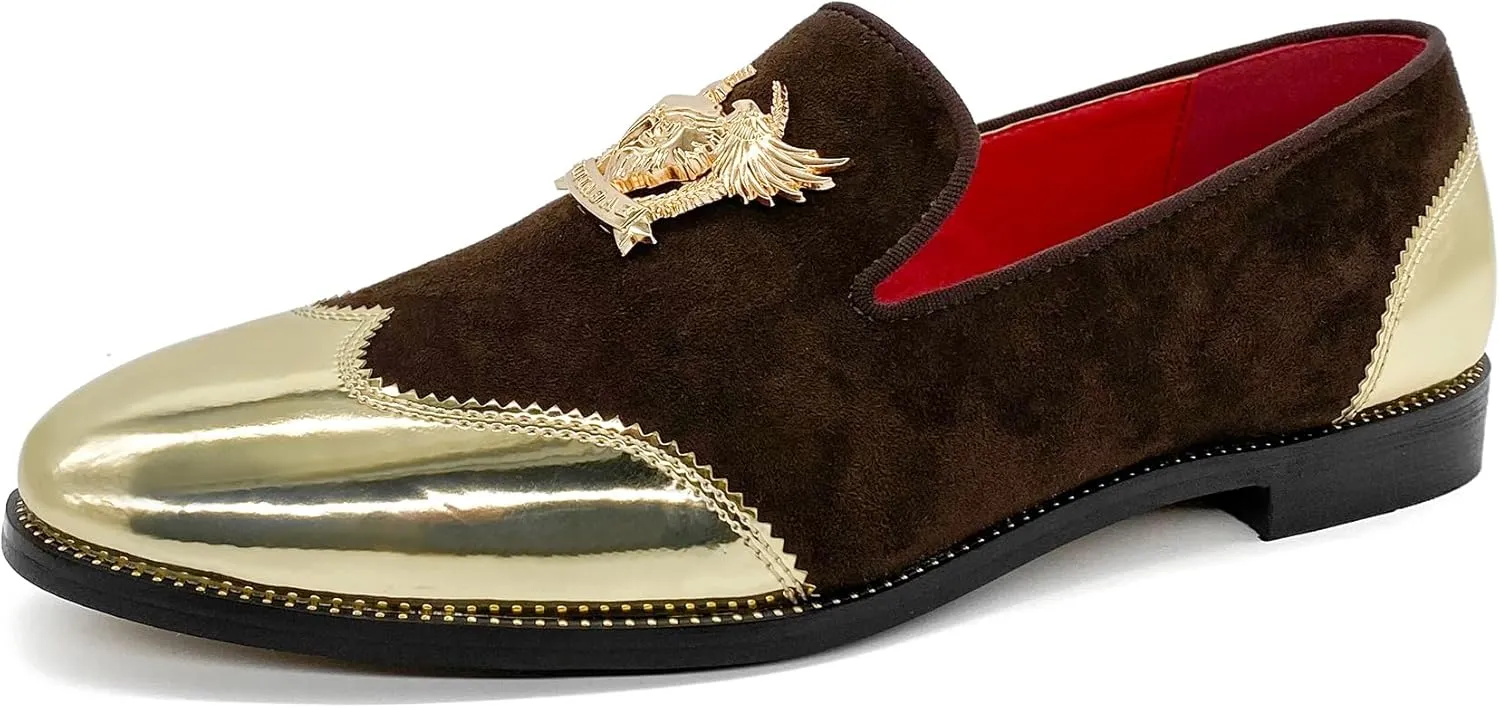 CMM Men's Glitter Loafers Shiny Slip On Dress Shoes Luxury Sparkling Studded Loafers