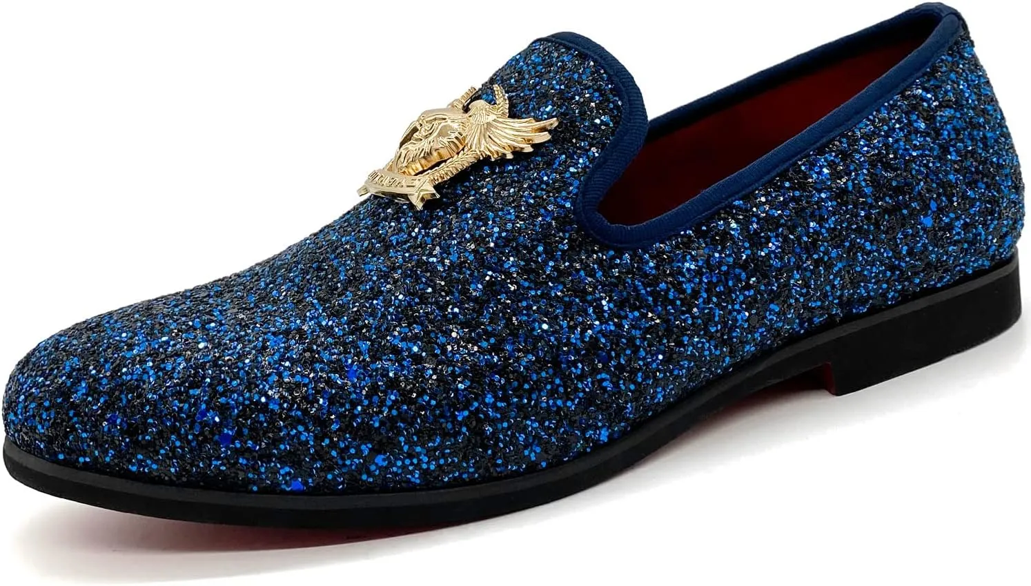 CMM Men's Glitter Loafers Shiny Slip On Dress Shoes Luxury Sparkling Studded Loafers