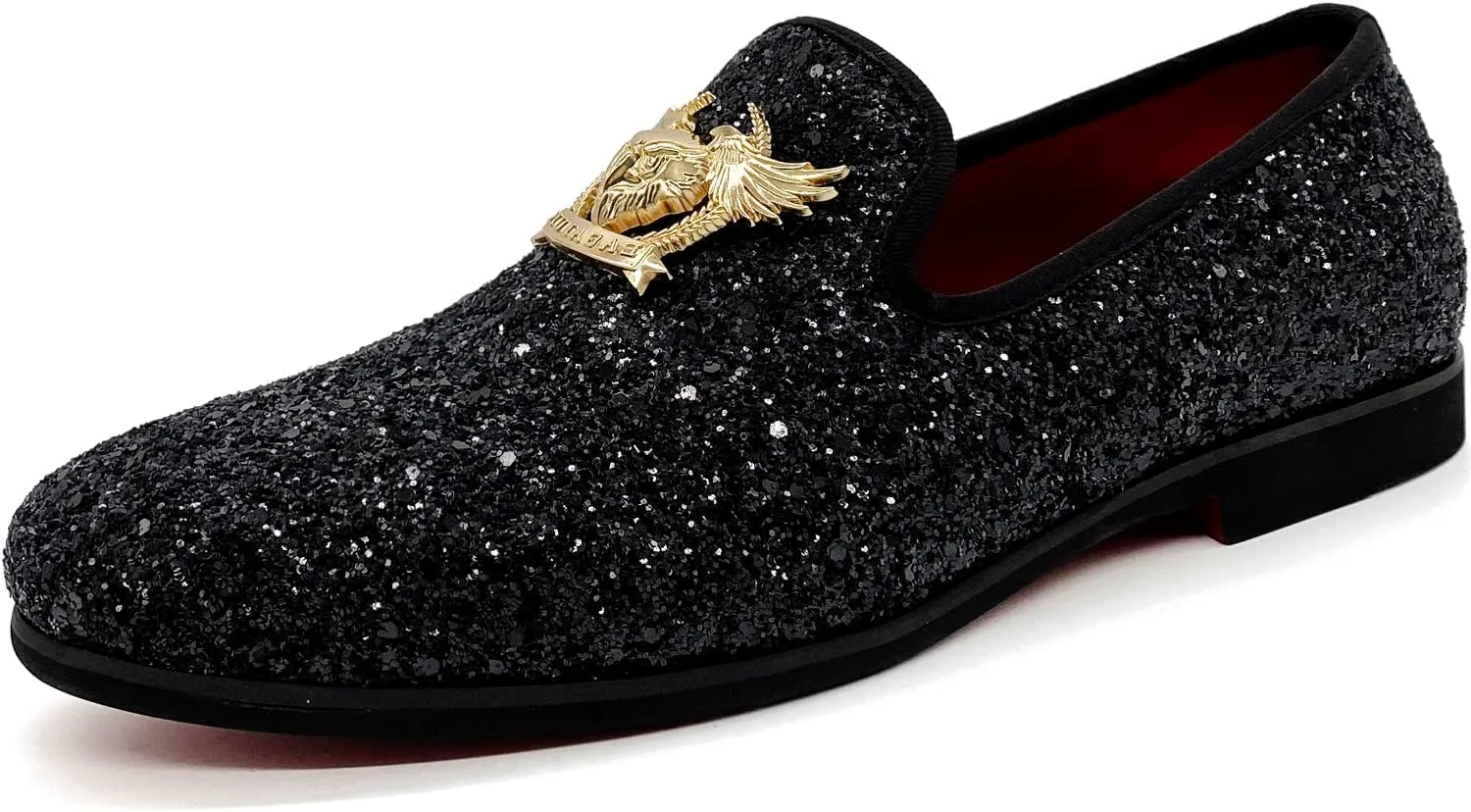 CMM Men's Glitter Loafers Shiny Slip On Dress Shoes Luxury Sparkling Studded Loafers