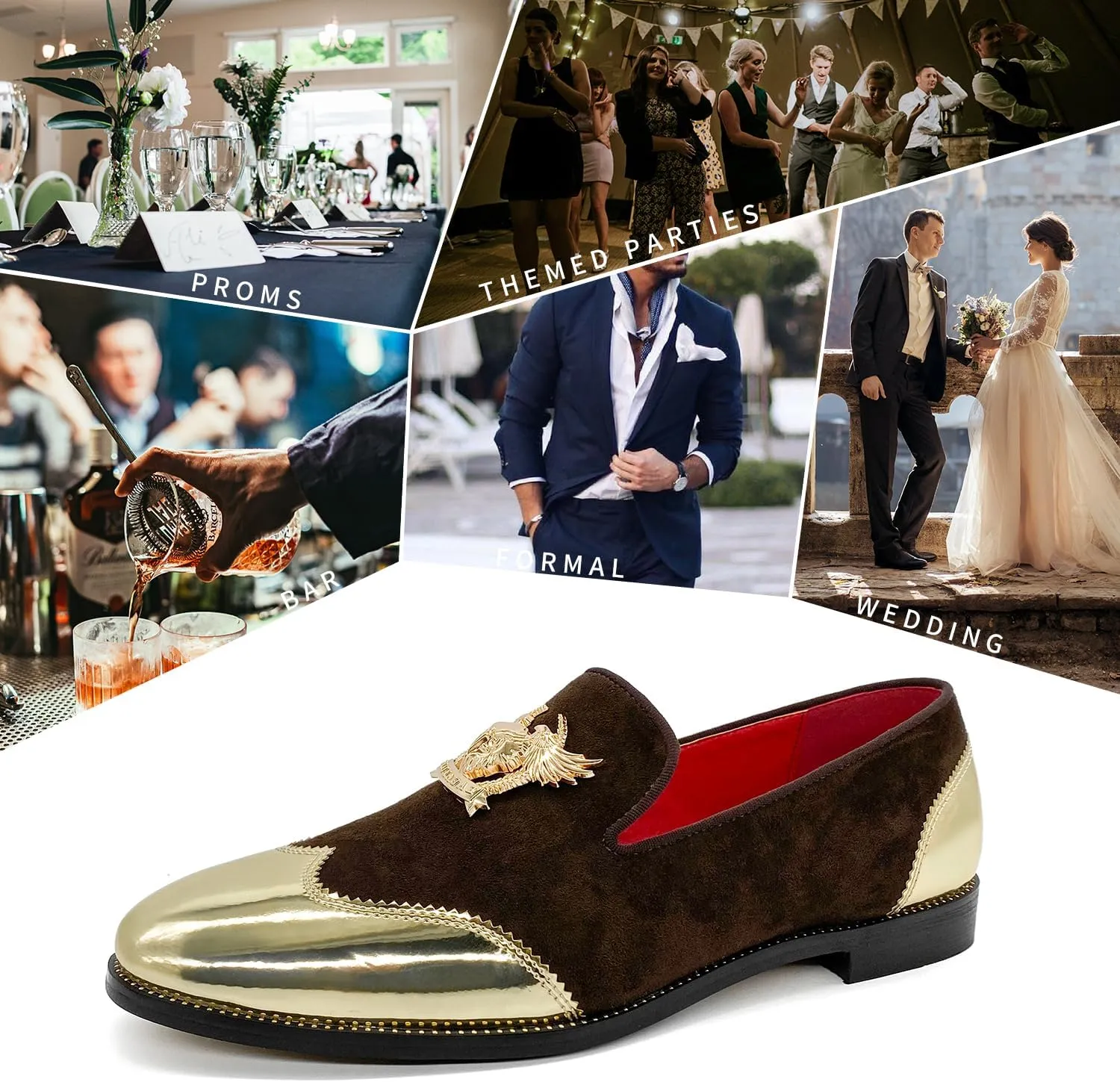 CMM Men's Glitter Loafers Shiny Slip On Dress Shoes Luxury Sparkling Studded Loafers