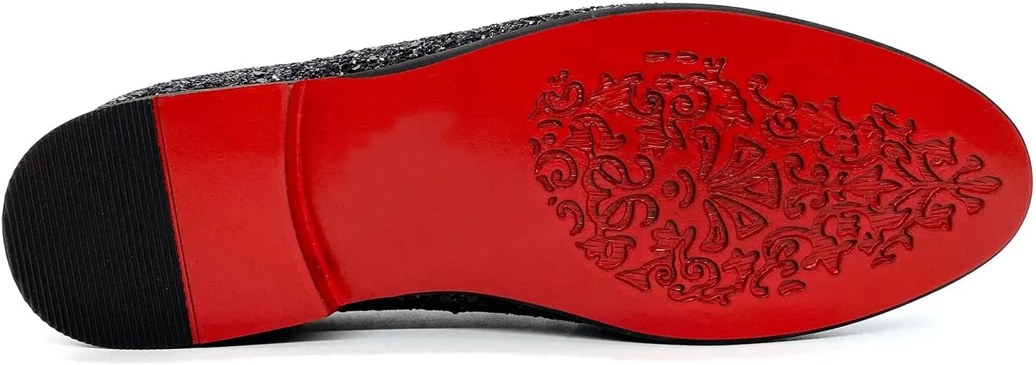 CMM Men's Glitter Loafers Shiny Slip On Dress Shoes Luxury Sparkling Studded Loafers