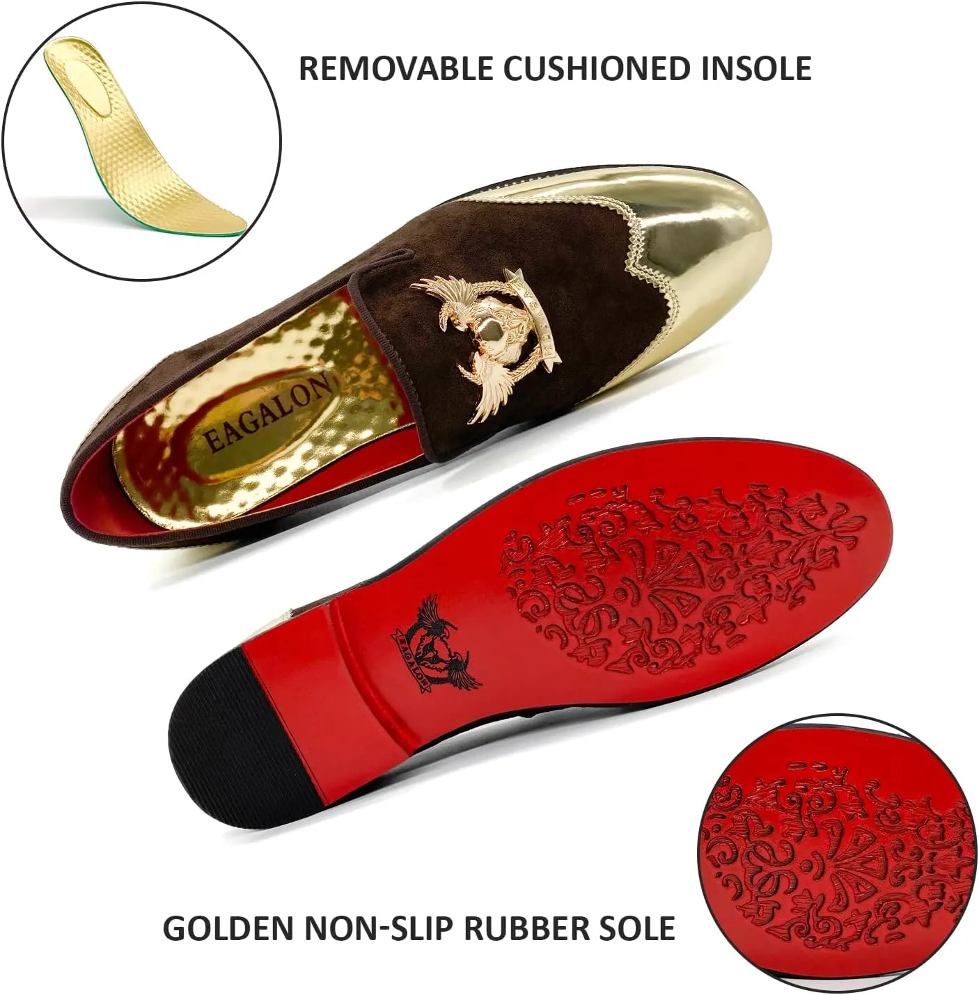 CMM Men's Glitter Loafers Shiny Slip On Dress Shoes Luxury Sparkling Studded Loafers