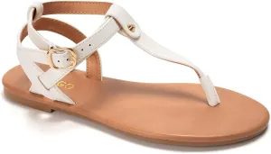 Colgo Thong Flat Sandals, Casual Women T-Strap Dress Sandals with Adjustable Ankle Buckle for Summer Wedding