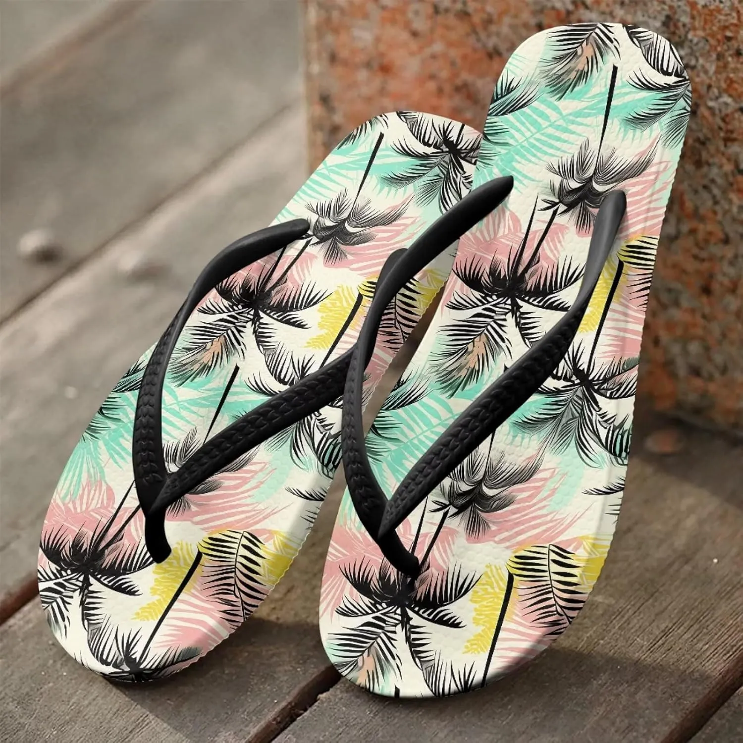 Coloranimal Flip Flops for Women Sandals Women Summer Beach Sandals Non Slip Shower Slippers Y Sandals Comfort Flip-Flops Slippers Thong Sandals