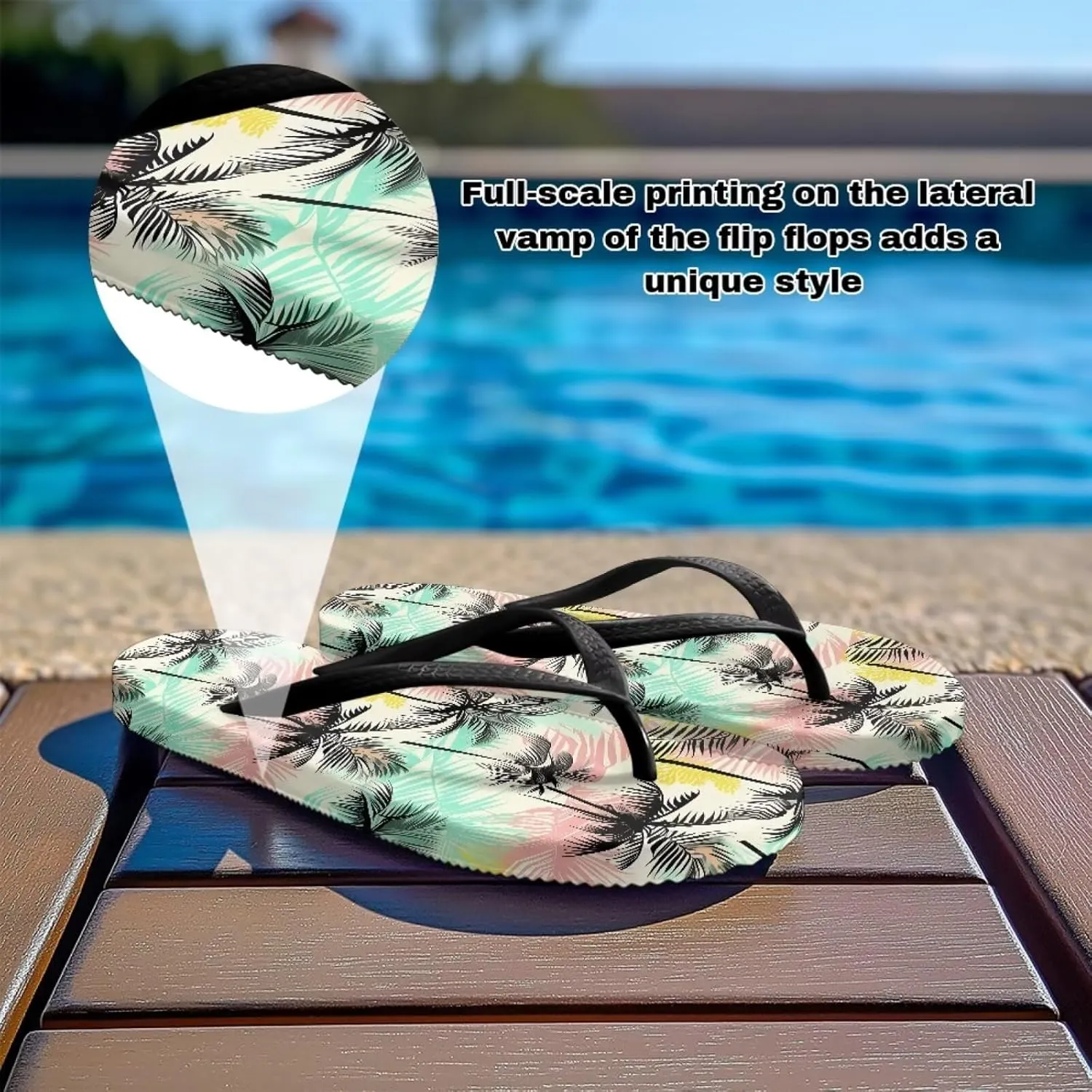 Coloranimal Flip Flops for Women Sandals Women Summer Beach Sandals Non Slip Shower Slippers Y Sandals Comfort Flip-Flops Slippers Thong Sandals