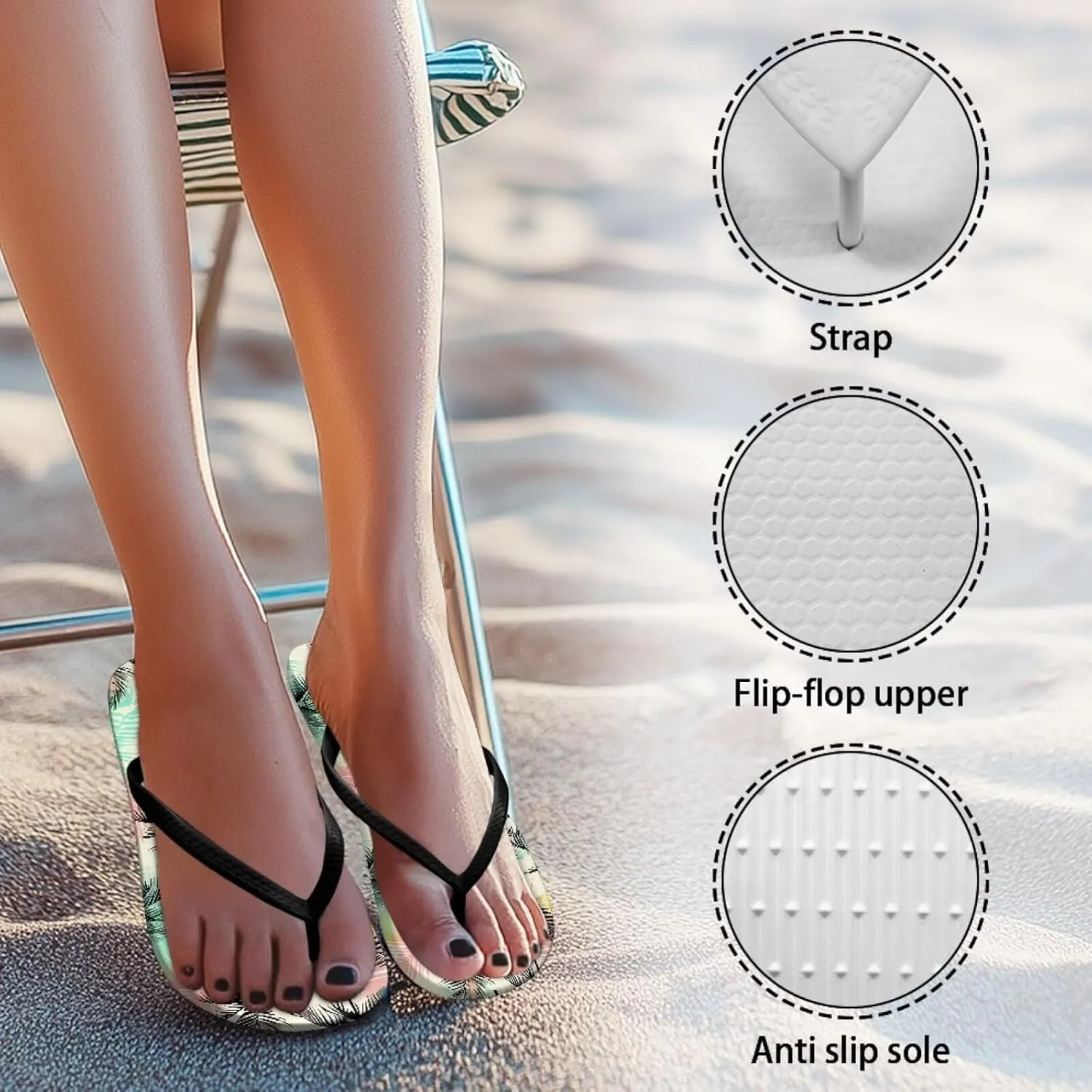 Coloranimal Flip Flops for Women Sandals Women Summer Beach Sandals Non Slip Shower Slippers Y Sandals Comfort Flip-Flops Slippers Thong Sandals