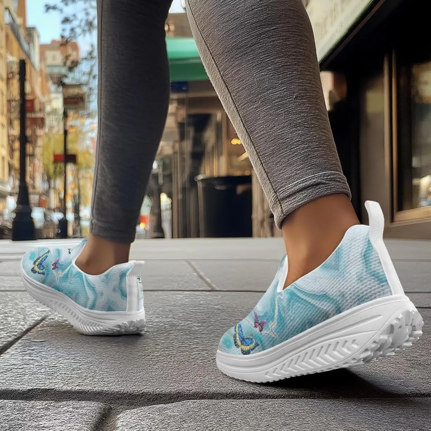 Coloranimal Platform Sneakers for Women Fashion Platform Loafers Slip On Shoes Womens Loafers High Top Athletic Sneakers Non Slip Ladies Jogging Shoes
