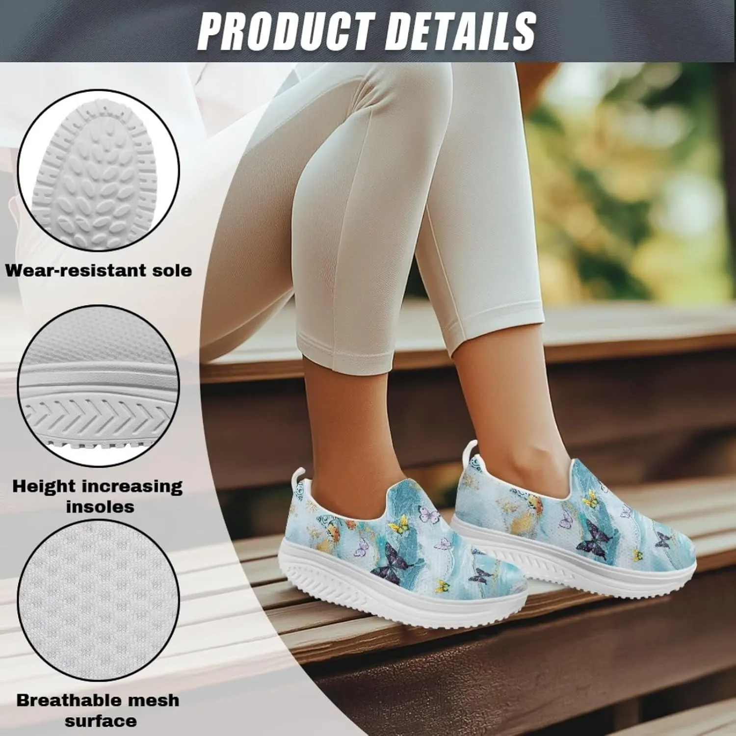 Coloranimal Platform Sneakers for Women Fashion Platform Loafers Slip On Shoes Womens Loafers High Top Athletic Sneakers Non Slip Ladies Jogging Shoes