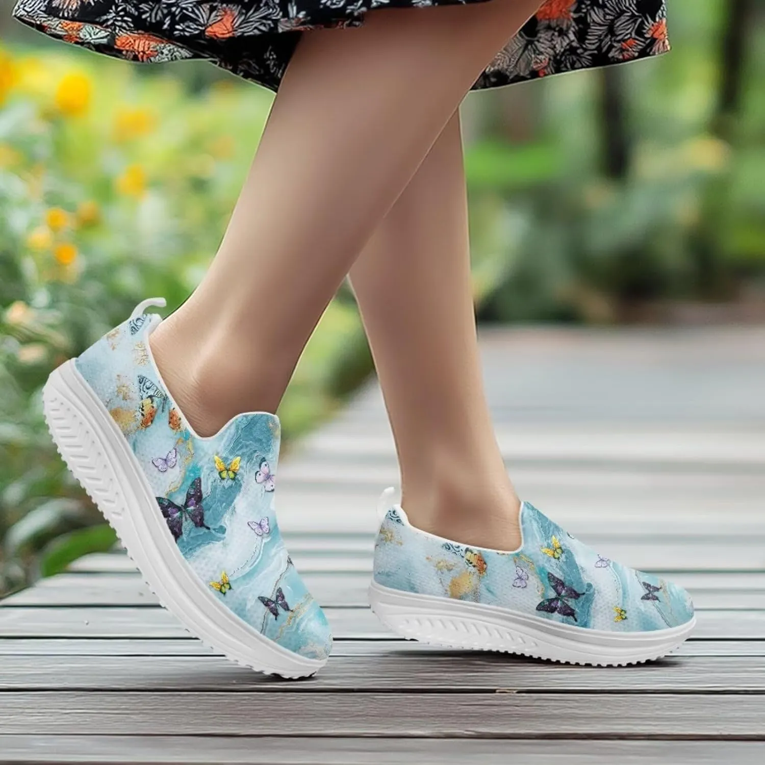 Coloranimal Platform Sneakers for Women Fashion Platform Loafers Slip On Shoes Womens Loafers High Top Athletic Sneakers Non Slip Ladies Jogging Shoes