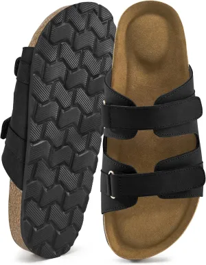 Cork Footbed Sandals for Women: Comfortable Arch Support Slides for Beach Walking Summer Vacation