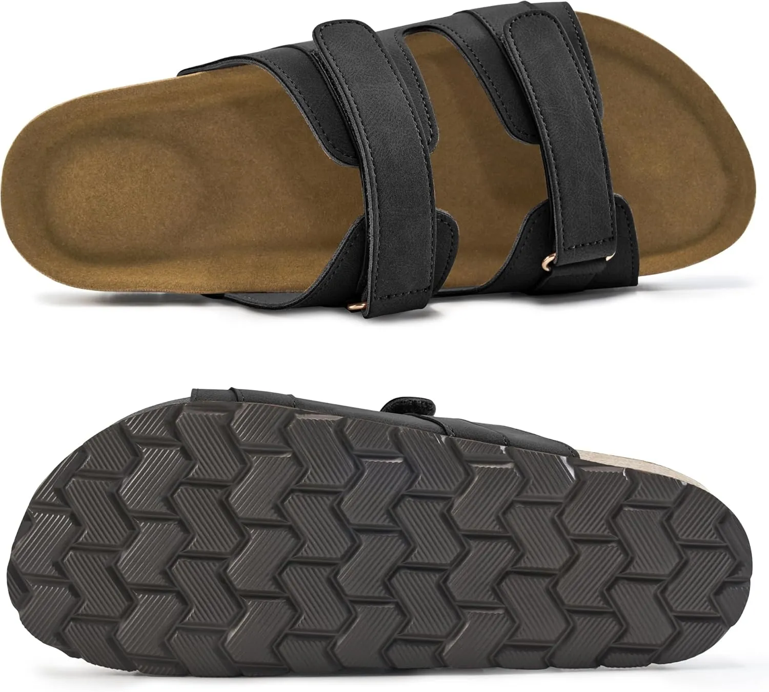 Cork Footbed Sandals for Women: Comfortable Arch Support Slides for Beach Walking Summer Vacation
