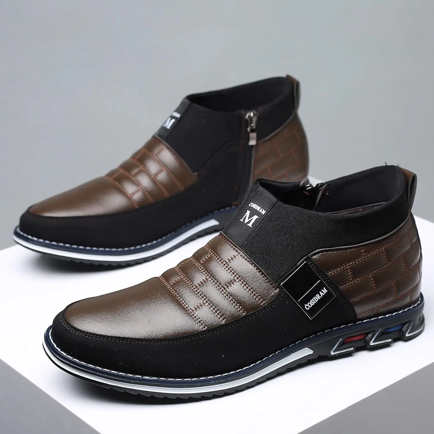 COSIDRAM Men Casual Shoes High-top Loafers Comfort Walking Sneakers Boots for Male
