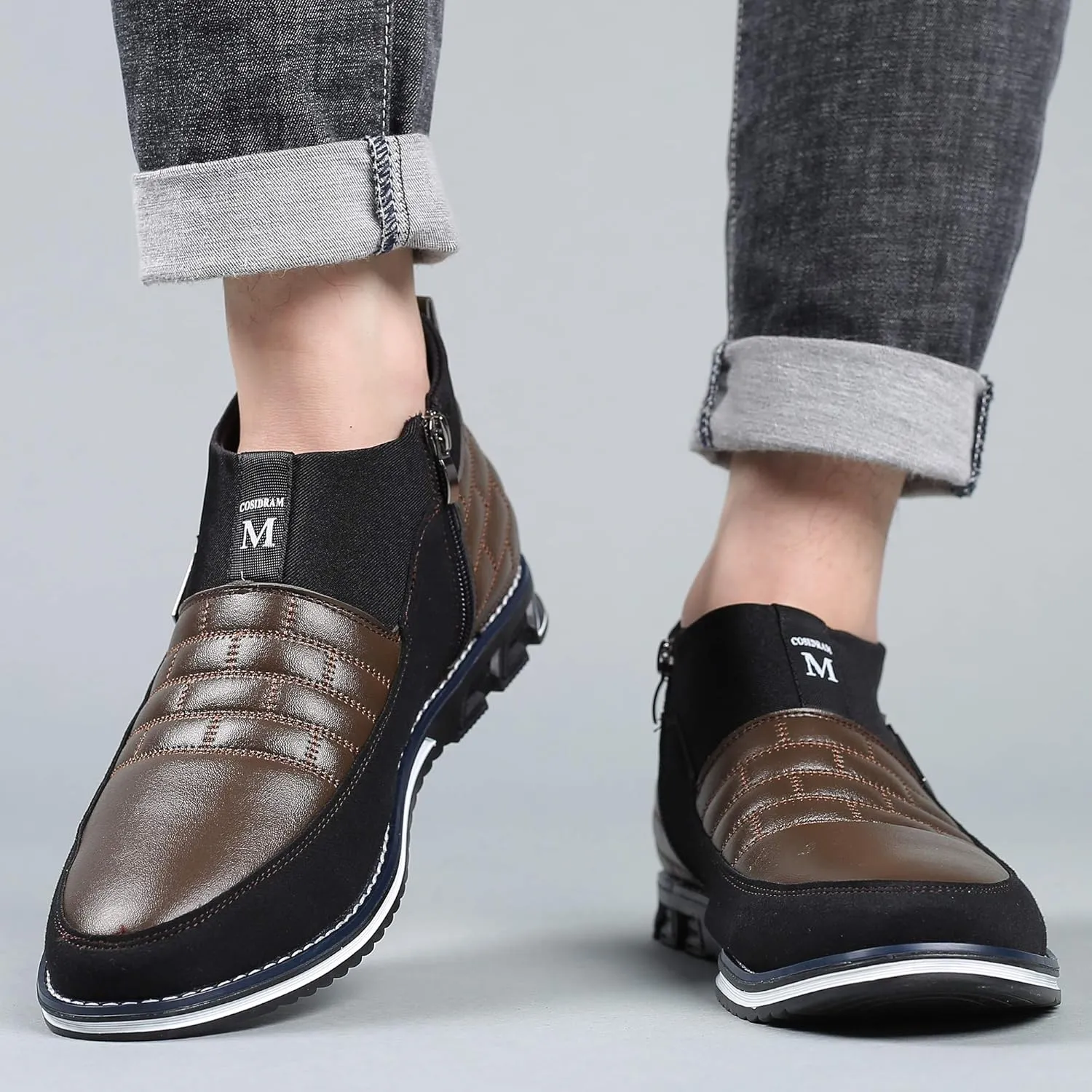 COSIDRAM Men Casual Shoes High-top Loafers Comfort Walking Sneakers Boots for Male