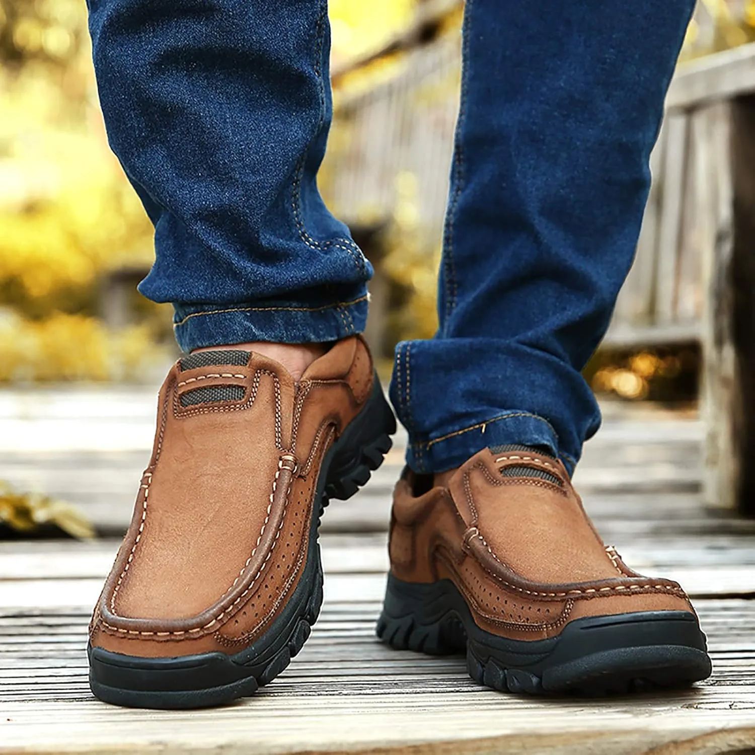 COSIDRAM Men Walking Sneakers Luxury Leather Shoes Casual Shoes Loafers for Male