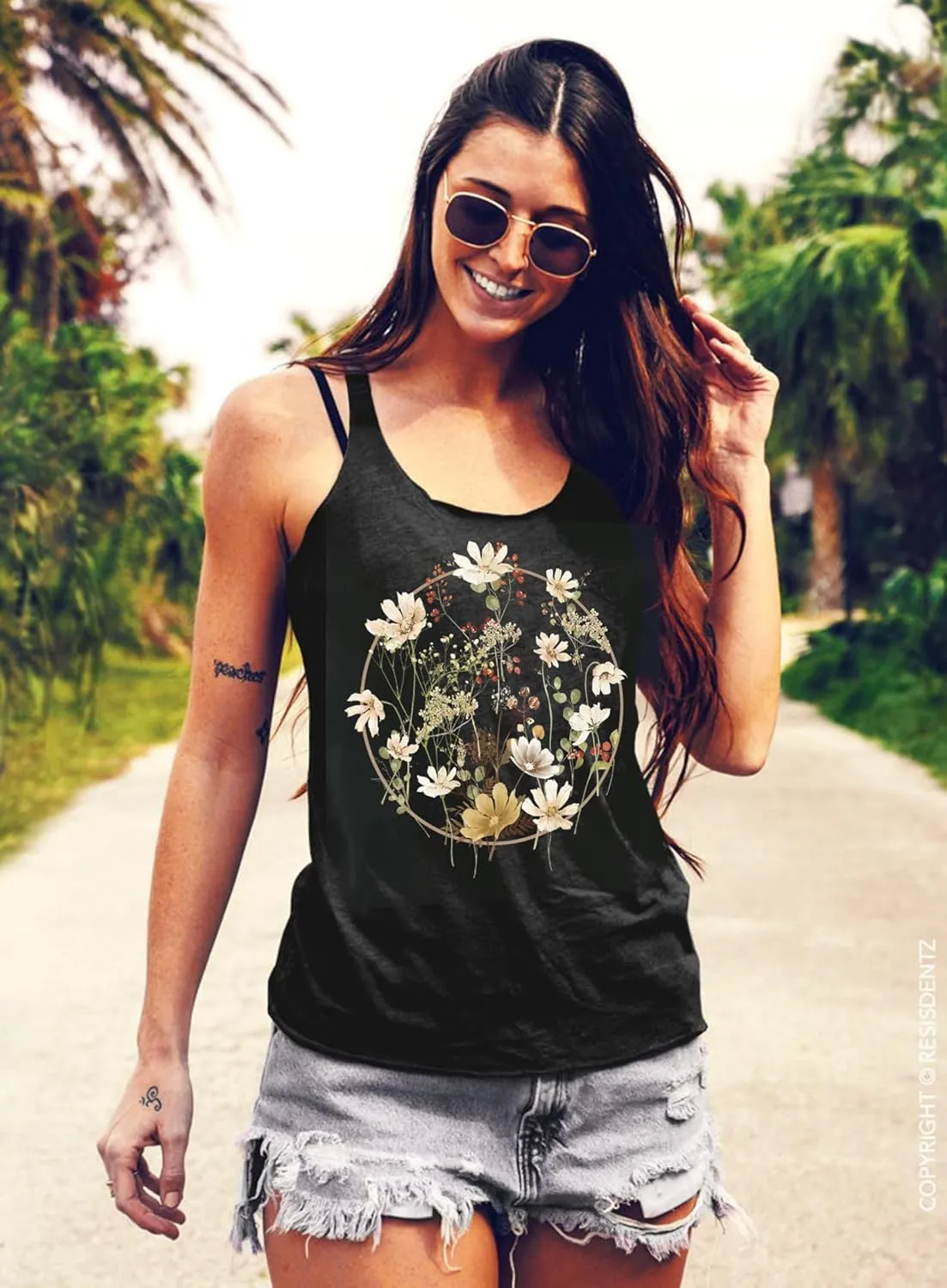 Country Concert Tank Tops Women Vintage Sunshine Racerback Tank Tops Summer Casual Classic-Fit Sleeveless T Shirt Cami