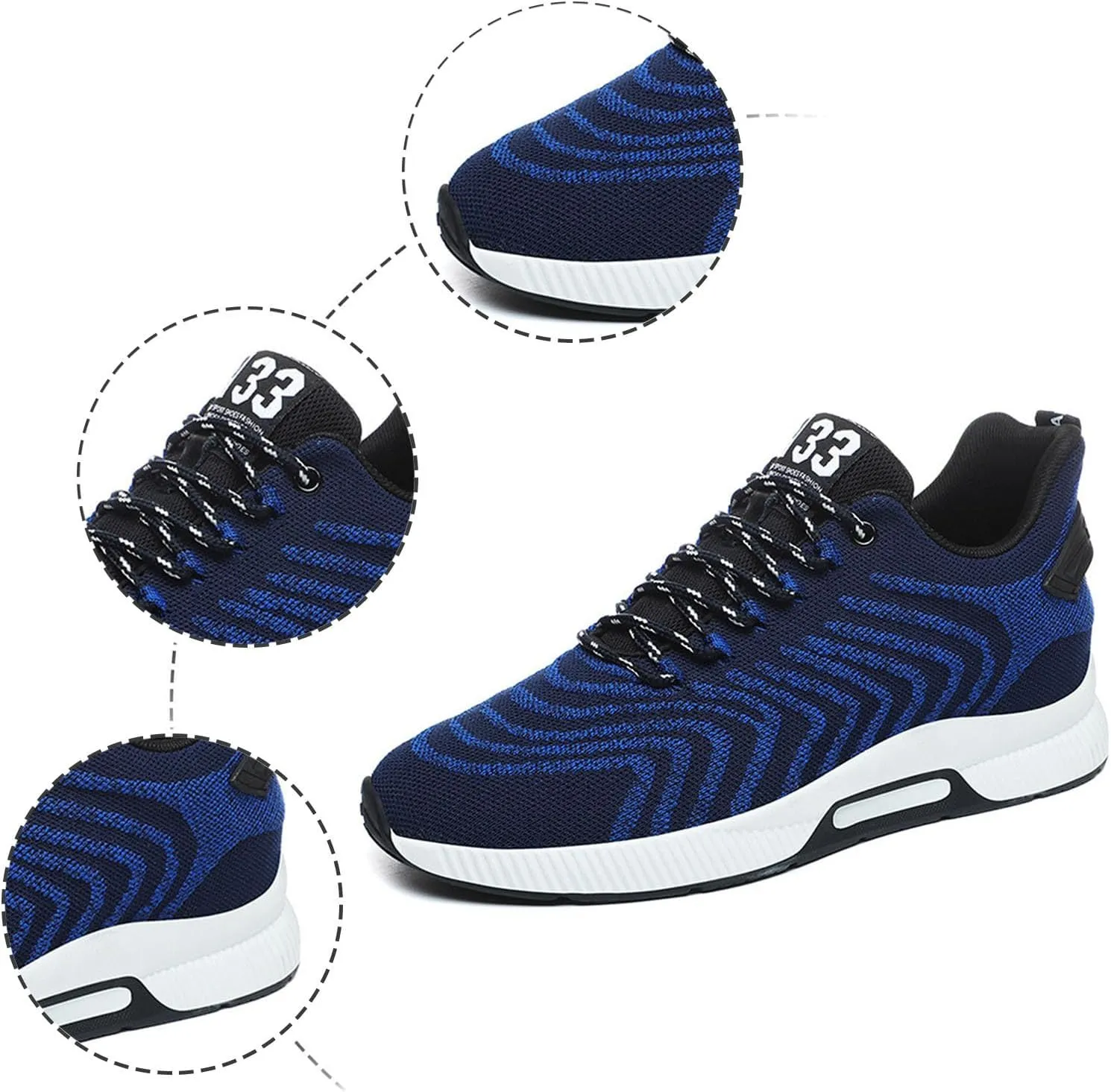 Couple Men's Elevator Shoes Men's Casual Mesh Trainers Lightweight Breathable Lace Up Sports Shoes with Mens Sneaker 626