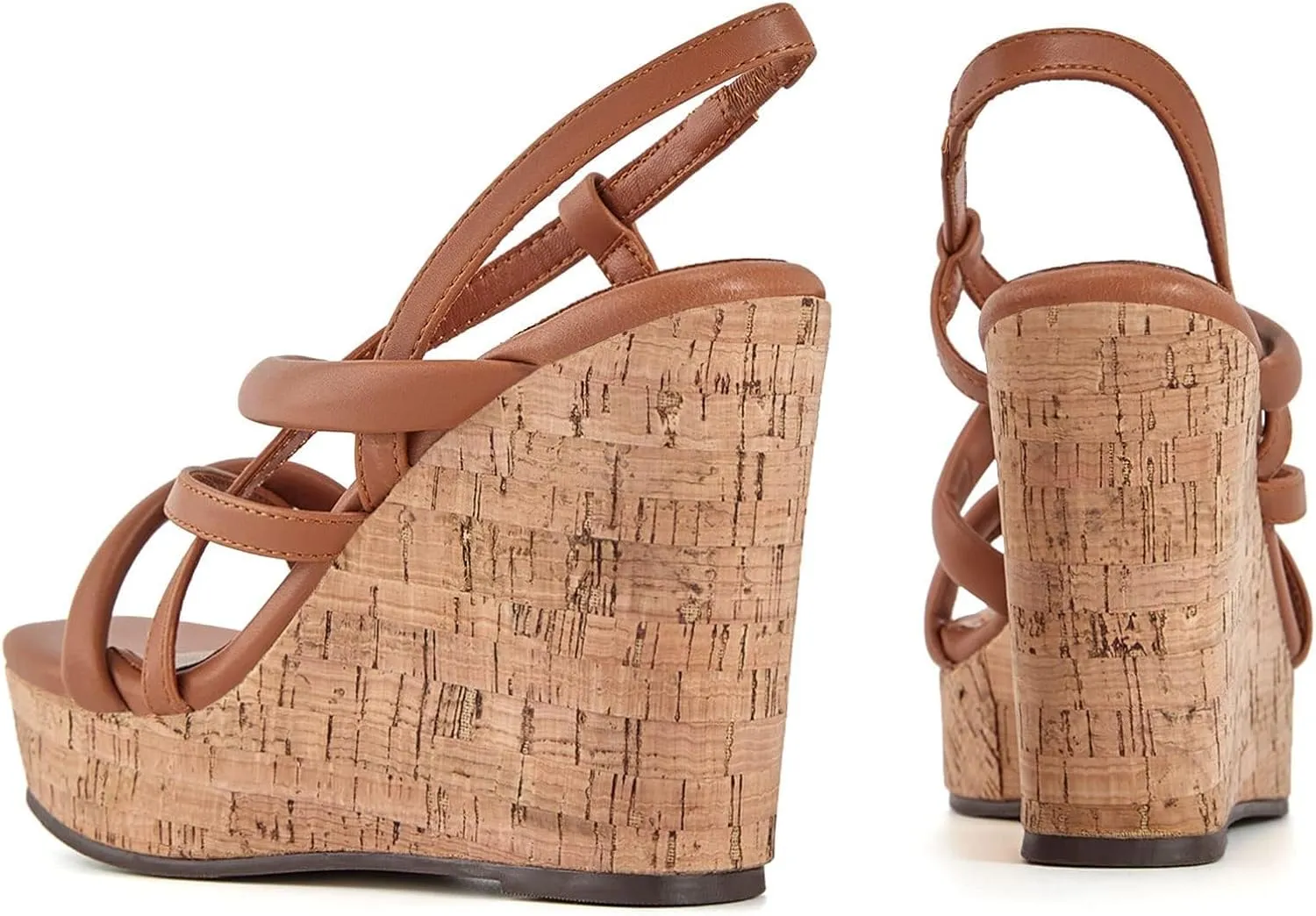 Coutgo Women Platform Wedge Sandals Cork Slingback Wedges Espadrilles Heels Summer Shoes