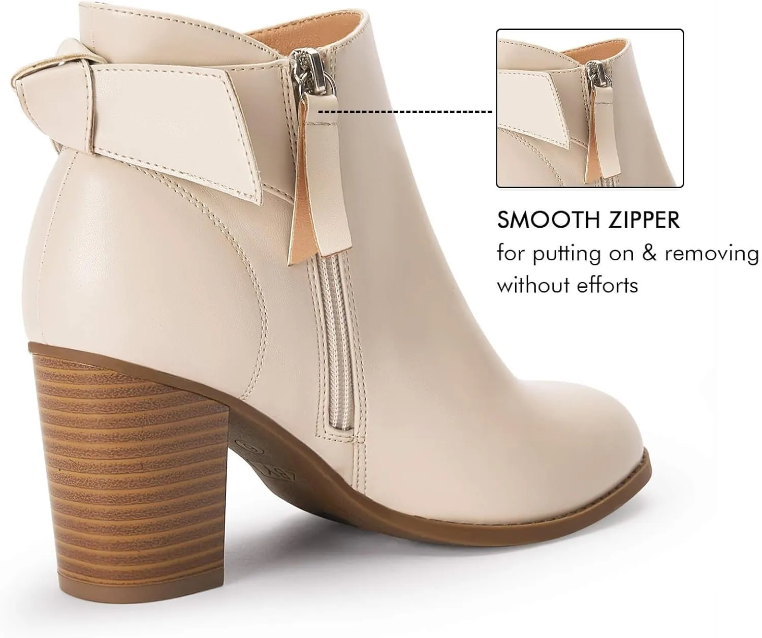 Coutgo Women's Fall Ankle Boots Shoes Chunky Block Stacked Heel Bow Tie Pointed Toe Dress Booties Side Zipper