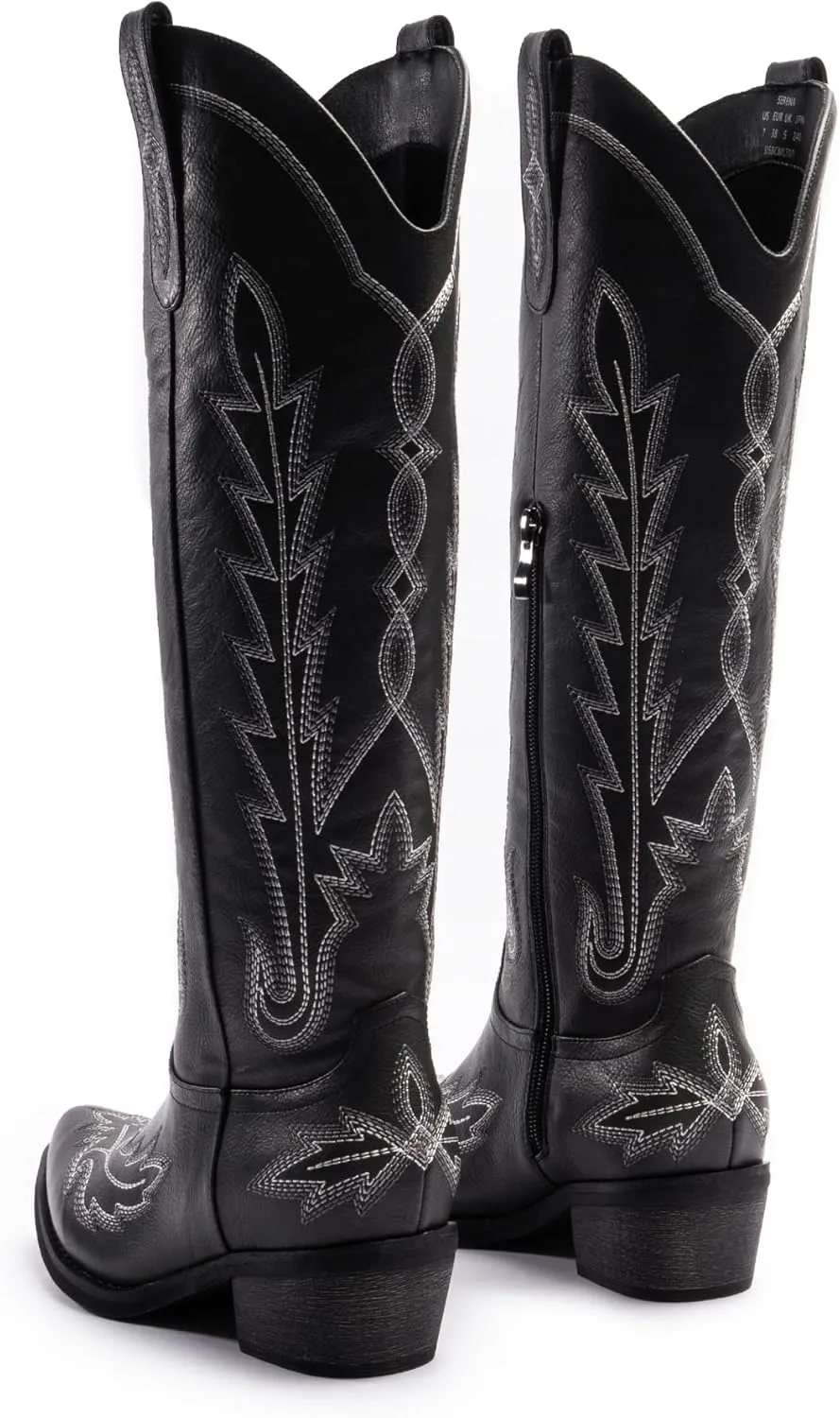 Cowboy Boots for Women, Embroidered Cowgirl Boots, Pointed Toe Knee High Boots, Women's Western Boots Pull On with Side Zipper