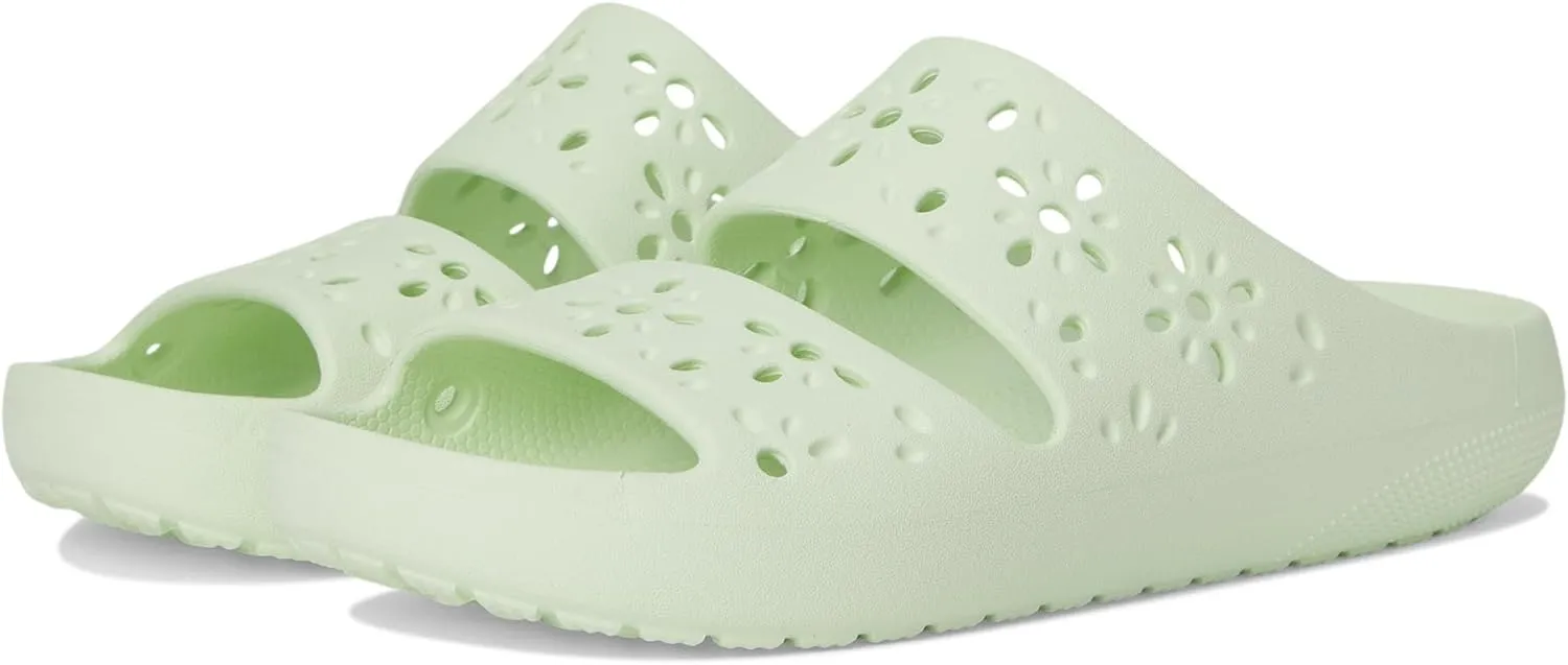 Crocs Unisex-Adult Classic Sandals 2.0 with Floral Cutout Design Slide