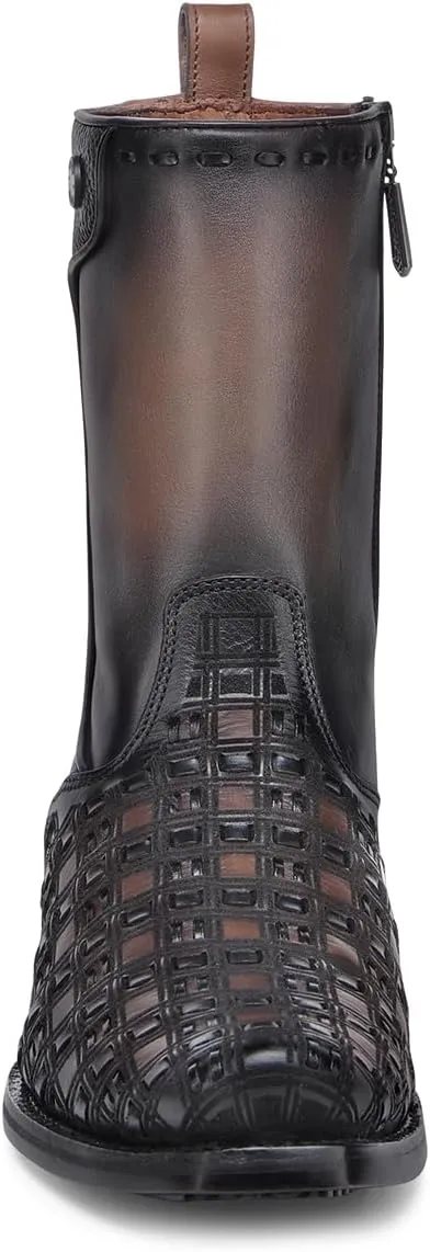 CUADRA | Men’s Boot in Genuine Bovine Leather with Handcrafted Weaving and Laser Engraving1J3PRS Brown