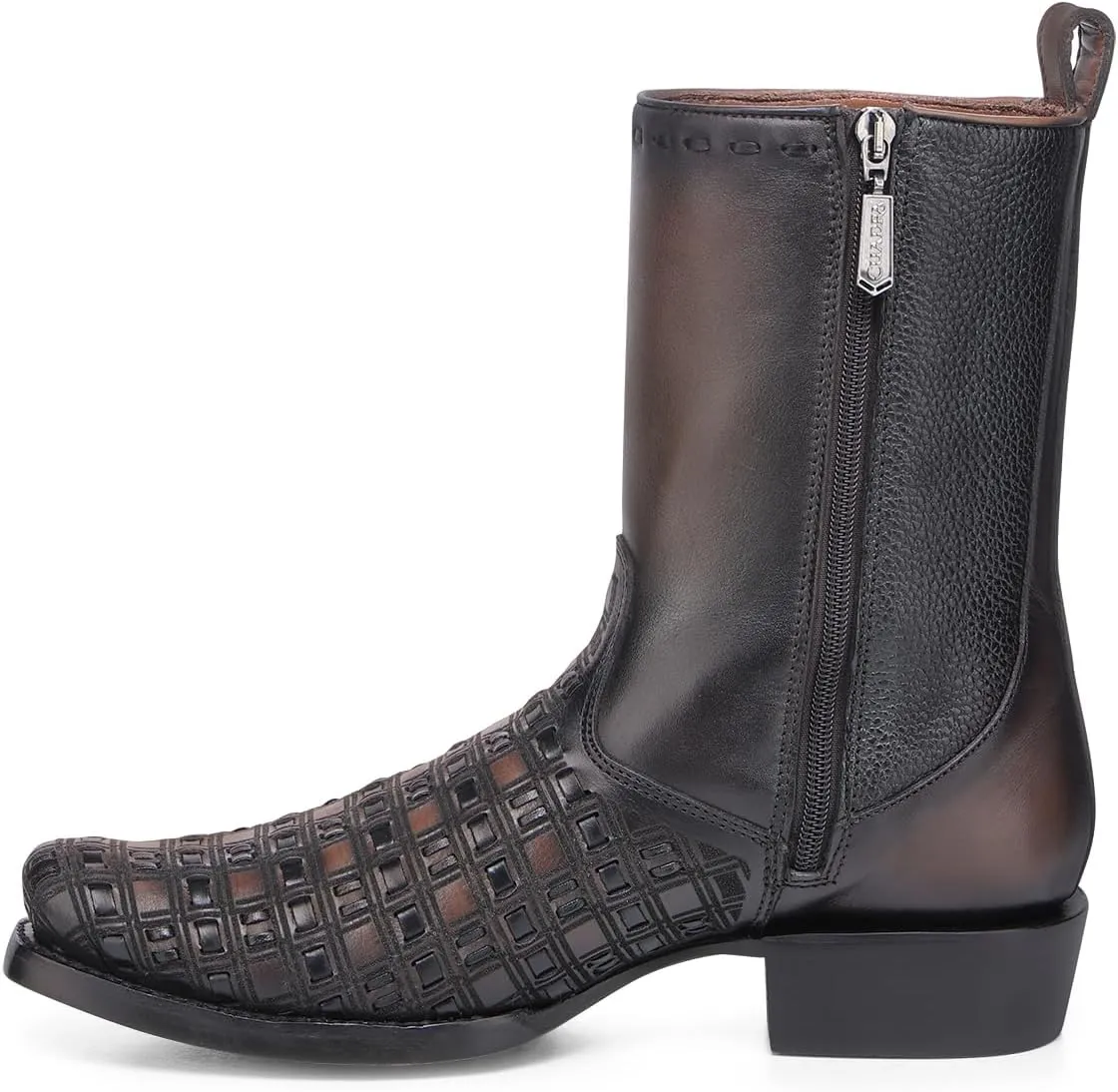 CUADRA | Men’s Boot in Genuine Bovine Leather with Handcrafted Weaving and Laser Engraving1J3PRS Brown