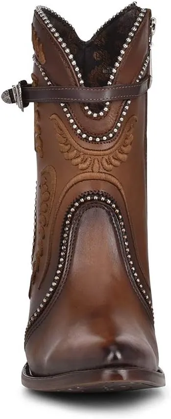 Cuadra Women's Bootie in Bovine Leather with Embroidery and Zipper