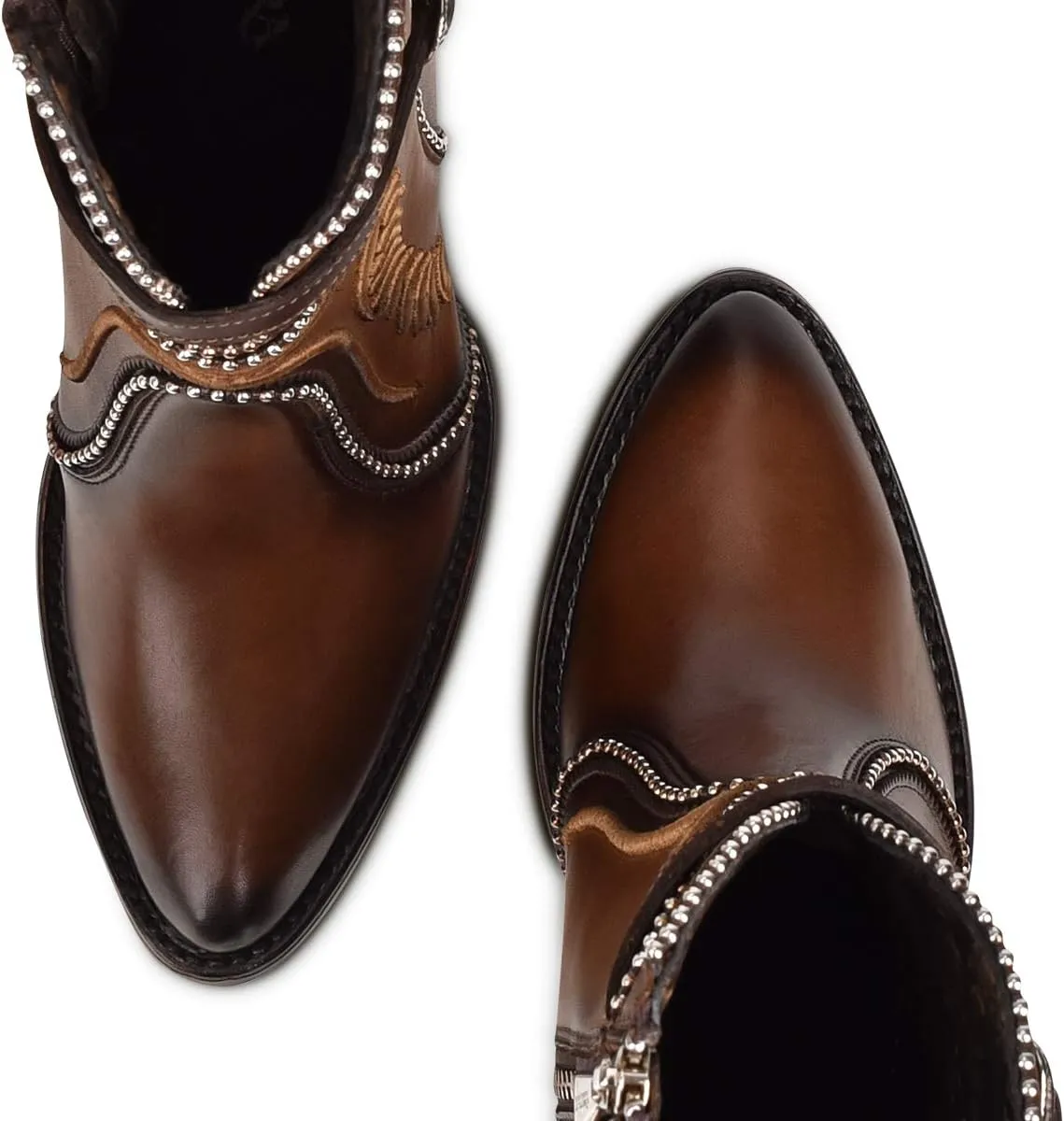 Cuadra Women's Bootie in Bovine Leather with Embroidery and Zipper