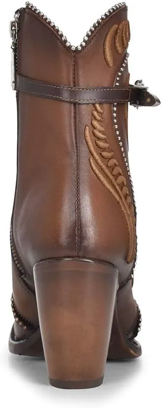 Cuadra Women's Bootie in Bovine Leather with Embroidery and Zipper