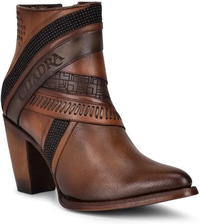 Cuadra Women's Bootie in Genuine Bovine Leather with Zipper 3F86RS CAFE