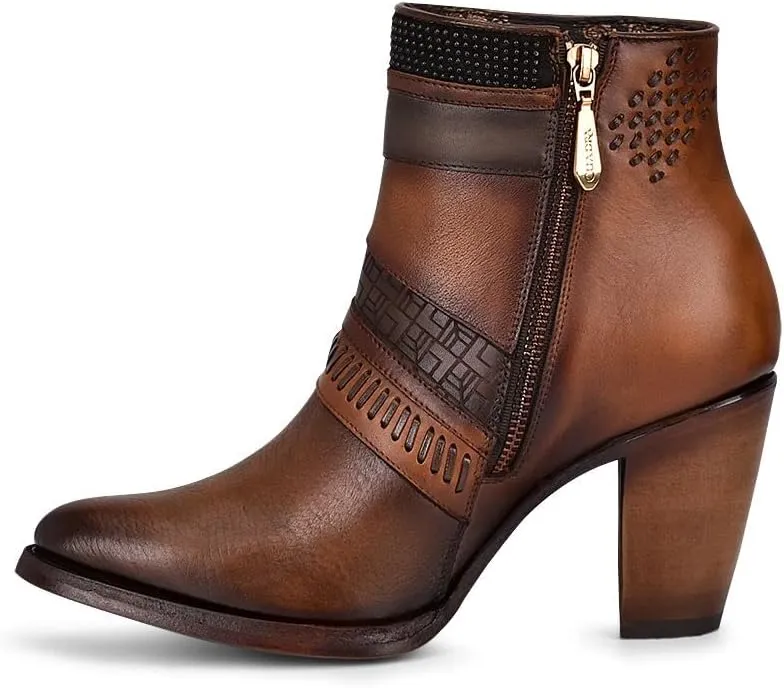 Cuadra Women's Bootie in Genuine Bovine Leather with Zipper 3F86RS CAFE