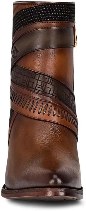 Cuadra Women's Bootie in Genuine Bovine Leather with Zipper 3F86RS CAFE