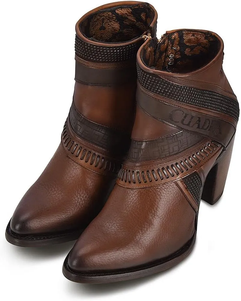 Cuadra Women's Bootie in Genuine Bovine Leather with Zipper 3F86RS CAFE